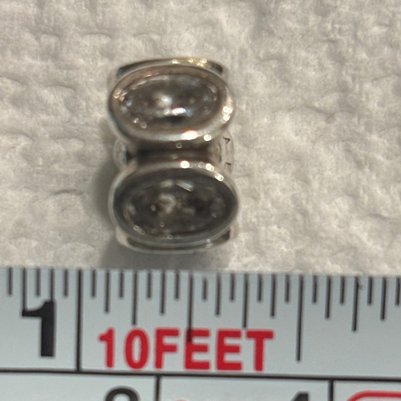 Pandora 925 Silver Charm With Clear Crystal Accents - Picture 4 of 5